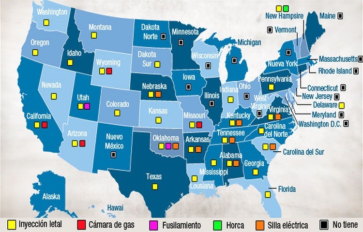 Los estados que aun aplican la pena de muerte en USA