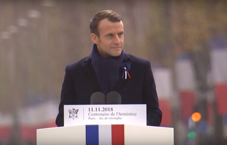 Emmanuel Macron advierte a los lideres mundiales contra el nacionalismo en el centenario del armisticio